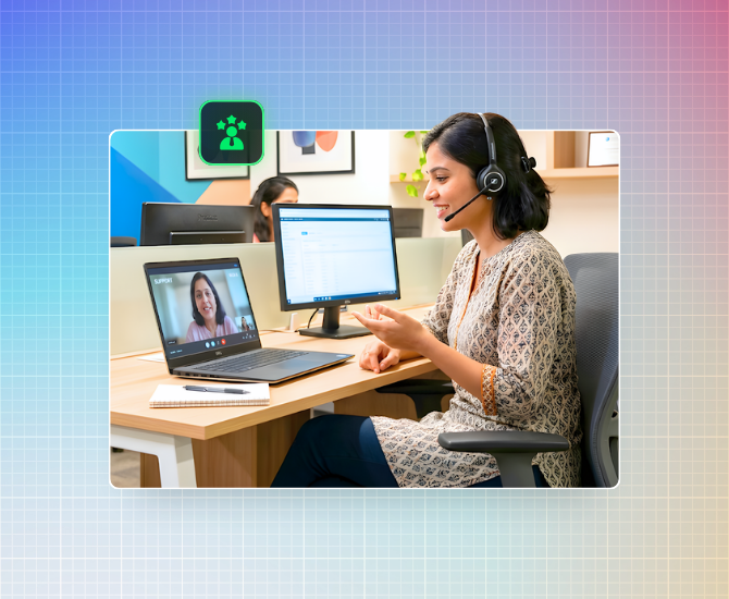A high-end photorealistic scene of a support team member providing technical assistance to ensure website performance and security.